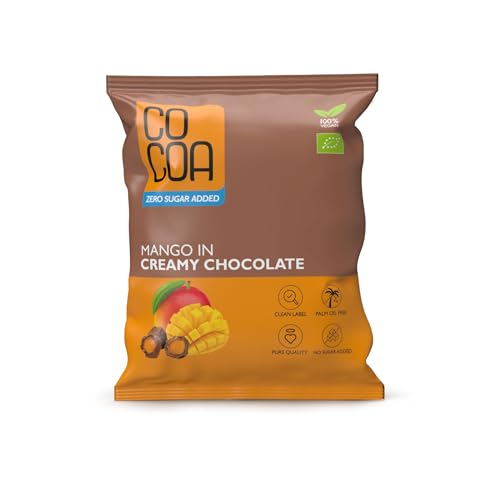 CO COA Mango in Schokolade Cremig BIO 70g - Zuckerfreie Süssigkeiten für Veganer, Heiße Schokolade mit Präbiotika, Zuckerfreie Schokolade, Ohne Laktose, GVO und Palmöl, Vegan BIO snack. von Co coa