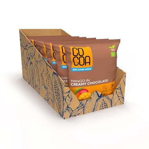 CO COA Mango in Schokolade Cremig BIO BOX 7x70g - Zuckerfreie Süssigkeiten für Veganer, Heiße Schokolade mit Präbiotika, Zuckerfreie Schokolade, Ohne Laktose, GVO und Palmöl, 490g von Co coa