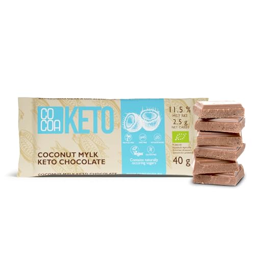 Mylk BIO Keto-Kokos-Schokolade 40 g, 0% Zuckerzusatz, kohlenhydratarmer Snack mit MCT-Öl, perfekt für kohlenhydratarme und ketogene Diäten von Co coa