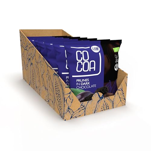 CO COA Pflaumen in dunkle Schokolade BIO 7x70g (490g) - Zartbitter Schokolade aus ROH-Schokolade, ohne weißen Zucker, vegan, glutenfrei, laktosefrei - Beliebtes Dessert mit Dark Chocolate von Co coa