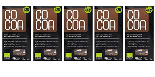 Raw Cocoa Bio Schokoladentafeln 5 x 50 g (Dunkel 70% mit Pekannüssen) von Co coa