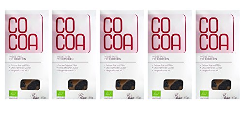 Raw Cocoa Bio Schokoladentafeln 5 x 50 g (Weiße Schokolade mit Kirschen) von Co coa