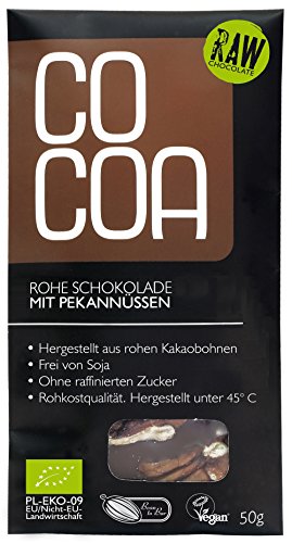 Raw Cocoa Bio Schokoladentafeln 50 g (Dunkel 70% mit Pekannüssen) von Co coa