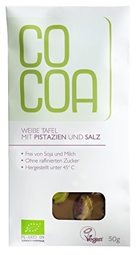 Raw Cocoa Bio Schokoladentafeln 50 g (Weiße Schokolade mit Pistazien & Salz) von Co coa
