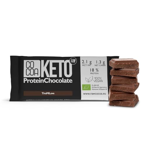 CO COA BIO Keto-Protein-Schokolade TiraMiLove 40g - Protein Riegel mit MCT-Öl, Zuckerfreie Süssigkeiten & Zuckerfreie Schokolade, Low Carb & Keto Snack, Vegan, Ohne GVO, 18% Protein von Co coa