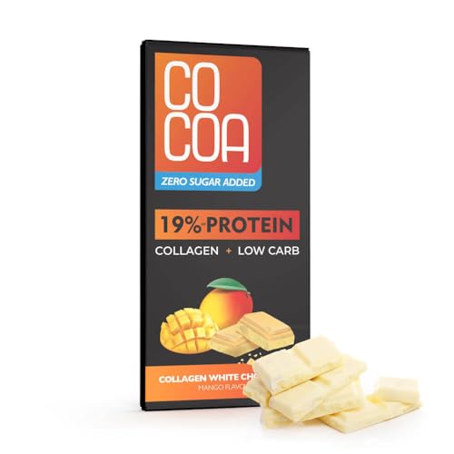 Weiße Mango-Protein Schokolade mit Kollagen / 0% Zuckersteuer von Co coa