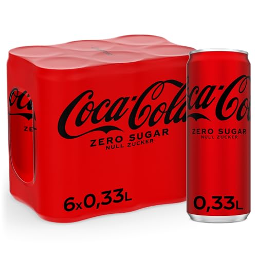 Coca-Cola Zero Sugar - koffeinhaltiges Erfrischungsgetränk mit originalem Coca-Cola Geschmack - null Zucker und ohne Kalorien - in stylischen Dosen (6 x 330 ml) von Coca-Cola Zero