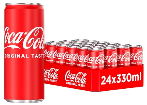 Coca-Cola Classic - prickelndes Erfrischungsgetränk mit unverwechselbarem Coke-Geschmack - koffeinhaltiger Softdrink in Einweg Dosen (24 x 330 ml) von Coca-Cola