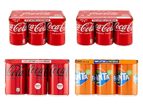 Coca-Cola Mini Cans 12 x 150ml + Coca Cola Zero Mini Cans 6x 150ml + Fanta Orange 150ml Mini Can 6x 150ml von Coca-Cola