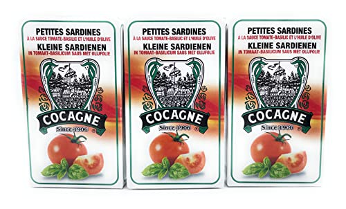 Kleine Sardinen in Olivenöl mit Tomaten und Basilikum - 3 x 90 g - Cocagne - Portugal von Cocagne