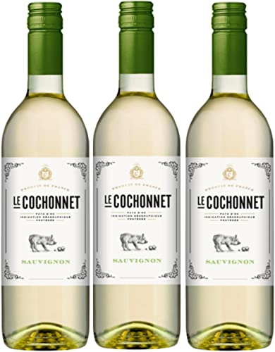 Le Cochonnet Sauvignon Blanc Pays d' Oc Weißwein veganer Wein trocken IGP Frankreich I Versanel Paket (3 x 0,75l) von Cochonnet