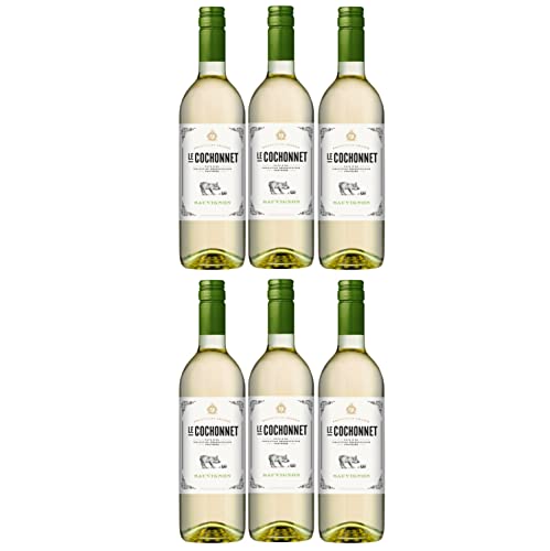 Le Cochonnet Sauvignon Blanc Pays d' Oc Weißwein veganer Wein trocken IGP Frankreich I Versanel Paket (6 x 0,75l) von Cochonnet