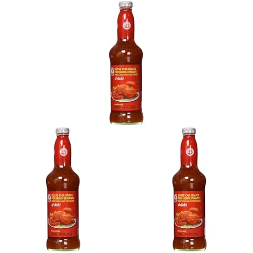 COCK Süße Chilisauce für Huhn, mittlere Schärfe, authentisch thailändisch Kochen, vegan, halal und glutenfrei - 1 x 650 ml (Packung mit 3) von Cock