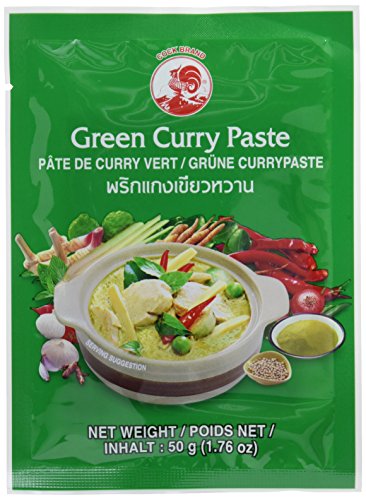 Cock Currypaste, grün, sehr scharf, authentisch thailändisch Kochen, natürliche Zutaten, vegan, halal und glutenfrei (1 x 50 g) von Cock