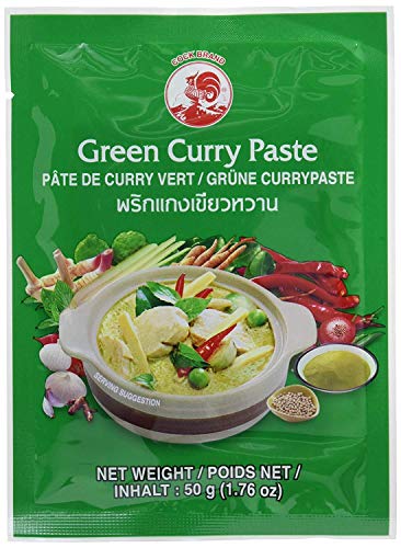 Cock Currypaste Grün, sehr scharf, authentisch thailändisch Kochen, natürliche Zutaten, vegan, halal und glutenfrei, (12x50g) von Cock