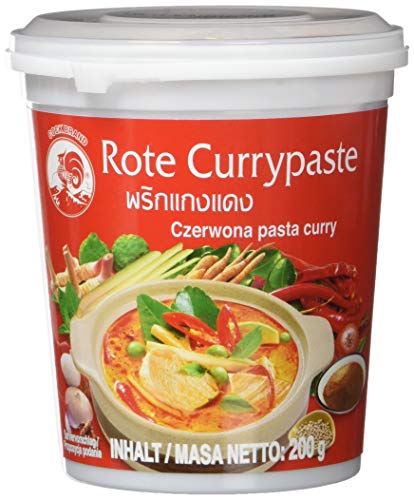 Cock Currypaste rot, mittelscharf, authentisch thailändisch Kochen, natürliche Zutaten, vegan, halal und glutenfrei (4 x 200 g) , 4er Pack von Cock
