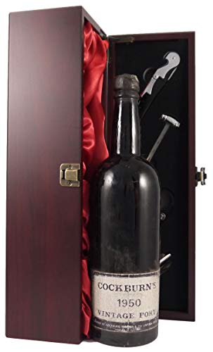 Cockburn Vintage Port 1950 in einer mit Seide ausgestatetten Geschenkbox, da zu 4 Weinaccessoires, 1 x 750ml von Cockburns