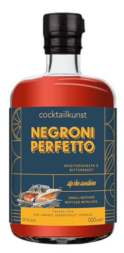 Negroni Perfetto | Bottled Cocktail von Cocktailkunst | Gin, Amaro, Grapefruit, Orange | 500 ml | 20% Vol. von Cocktailkunst