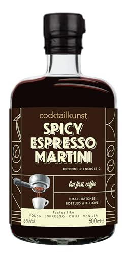 Spicy Espresso Martini | Bottled Cocktail von Cocktailkunst | Vodka, Espresso, Chili, Vanille | 500 ml | 15% Vol. von Cocktailkunst