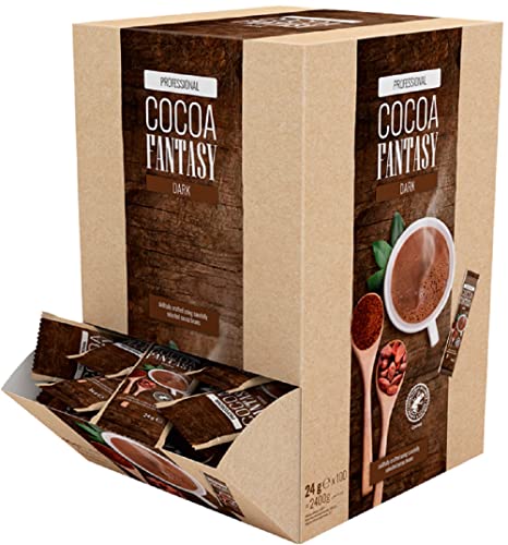 Cocoa Fantasy Dark, Großpackung Portionsbeutel, 100 Kakao Sticks 24g, Dunkle Trinkschokolade, 30% Kakaoanteil von Cocoa Fantasy