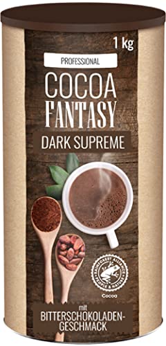 Cocoa Fantasy Dark Supreme, Dunkle Trinkschokolade, 1kg Kakao Pulver für heiße Schokolade, 40% Kakaoanteil von Cocoa Fantasy