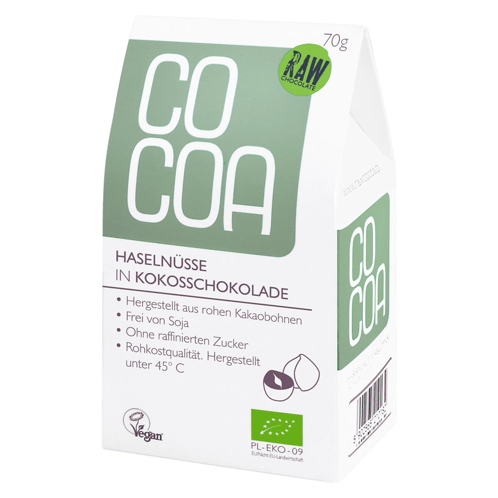 Bio Haselnüsse in Kokosschokolade, 70g von Cocoa