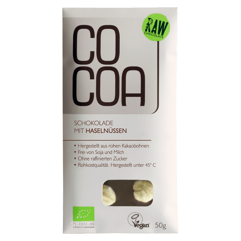 Bio Rohschokolade mit Haselnüssen von Cocoa