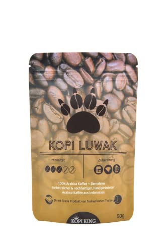 Kopi Luwak 100% Arabica Kaffee 50g (Katzenkaffee von frei lebenden Tieren) (50g Gemahlen) | Sortenrein | Raritätenkaffee | Direct Trade | Made In Germany von Coffee King