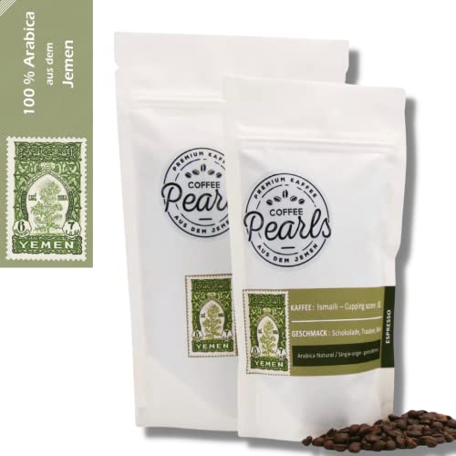 Jemen Mocha Ismaili Bohne | Spezialitätenkaffee aus dem Jemen von CoffeePearls® | 100% Arabica, ganze Bohnen | Espresso 250g von Coffee Pearls