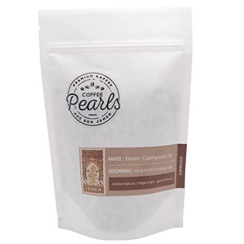 Jemen Mocha Khulani Bohne | Spezialitätenkaffee aus dem Jemen von CoffeePearls® | 100% Arabica, ganze Bohnen | Espresso 250 g von Coffee Pearls