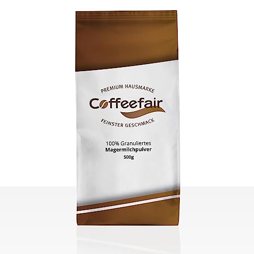 Coffeefair 100% granuliertes Magermilchpulver 500g Milchpulver Granulat | Milchtopping, Instant Magermilchpulver für cremigen Milchschaum, ideal für Heißgetränke-Automaten, sehr ergiebig, 0% Zusätze von Coffeefair