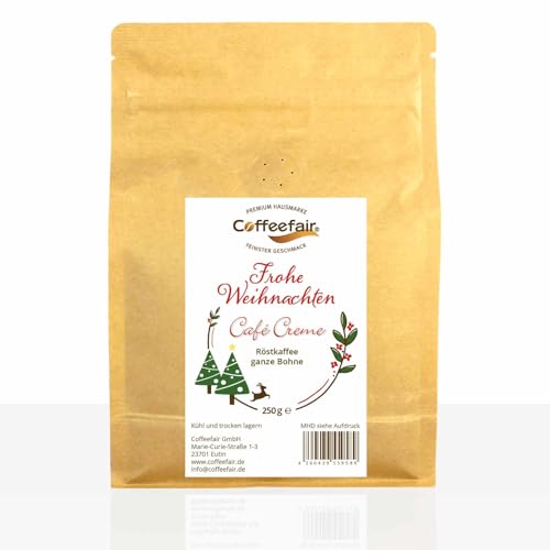 Coffeefair Cafe Creme Weihnachtsedition 12 x 250g ganze Kaffee-Bohnen Barista Qualität von Coffeefair