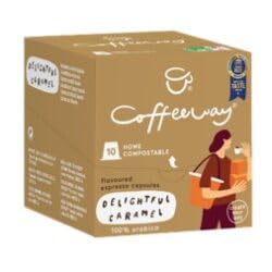 Coffeeway Espresso-Kappen, entzückendes Karamell, 120 Stück, (12 Packungen mit je 10 Stück) von Coffeeway