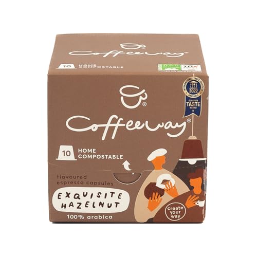 Coffeeway Espresso-Kappen Exquisite Haselnuss, 120 Stück, (12 Packungen mit je 10 Stück) von Coffeeway