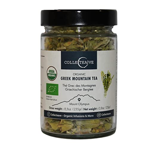 Collecteave Griechischer Bio Griechischer Bergtee (Sideritis Raeseri) - Glasgefäß, 2er Pack x 25g (Ingesamt: 50g) von Collecteave