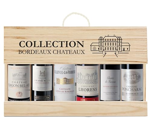 Collection Bordeaux - Geschenkset mit 6 Rotweinen aus Bordeaux in einer Geschenkverpackung aus Holz (6 x 0,375l) von Collection Bordeaux