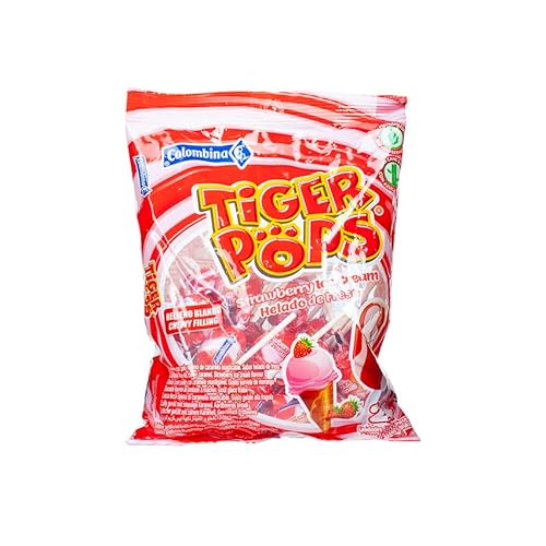 COLOMBINA Tiger Pops Erdbeereis - Paletas Rellenas de Caramelo Sabor Helado de Fresa von Colombina