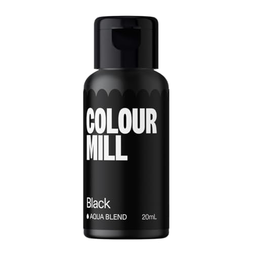 Colour Mill Aqua Blend Lebensmittelfarbe auf Wasserbasis Schwarz - Lebensmittel Farbe Sehr Intensiv, Hoch Konzentriert, Vegan - 20 ml von Colour Mill