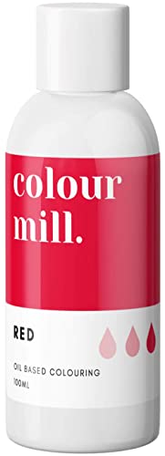 Colour Mill Oil Blend Red Lebensmittelfarbe auf Ölbasis - Lebensmittelfarben für Schokolade, Fondant, Cupcakes, Kuchen, Backen, Macaron - Food Coloring für Tortendeko - 100ml von Colour Mill