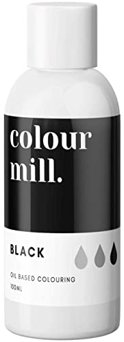 Colour Mill Oil Blend Black Lebensmittelfarbe auf Ölbasis - Lebensmittelfarben für Schokolade, Fondant, Cupcakes, Kuchen, Backen, Macaron - Food Coloring für Tortendeko - 100ml von Colour Mill