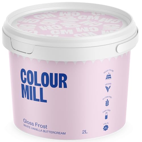 Colour Mill White Buttercream Gloss Frost, Weiße Buttercreme im Schweizer Baiser-Stil, Cremiger Vanille, Perfekt zum Glasieren, Spritzen und Füllen - 2 L von Colour Mill