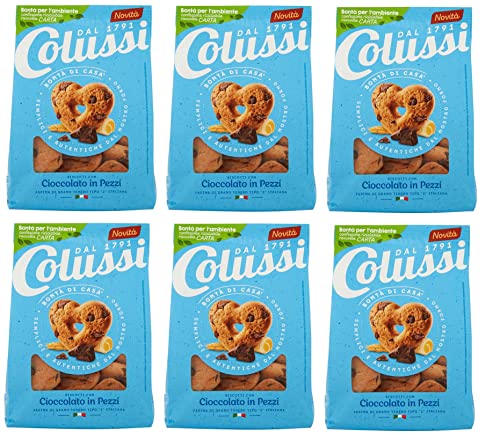 6x Colussi Biscotti Frollino con Cioccolato in Pezzi Butterkekse mit Schokoladenstückchen Kekse Biscuits 300g von Colussi