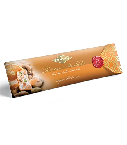 Nougat Condorelli Mandeln und Pistazien, beschichtet, Orange, 150 g von Condorelli