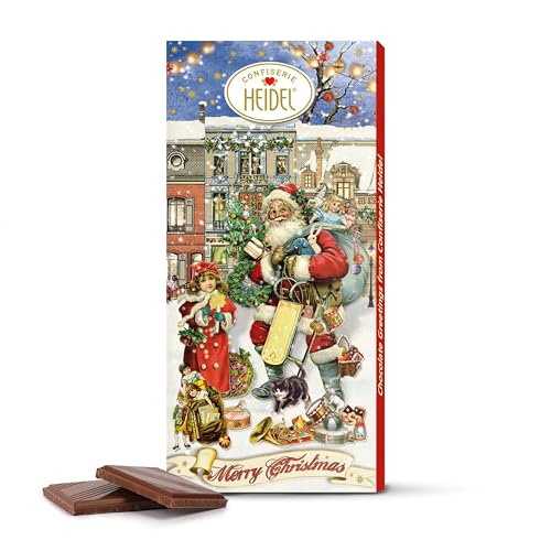 Heidel Weihnachtsschokolade 100g – Edle Vollmilchschokolade im 3D Weihnachtsnostalgie Design – Perfekte süße Kleinigkeit für Weihnachten – Ideal als Dankeschön oder Schokoladen-Mitbringsel von Confiserie Heidel