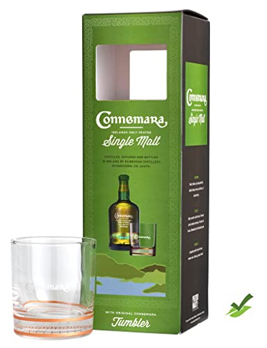 Connemara Original + Tumbler | getorfter Single Malt Irish Whiskey | mit eldem Tumbler-Glas | mit rauchigen Aromen | 40% Vol | 700ml von Connemara