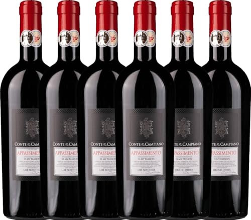 VINELLO 6er Weinpaket Rotwein - Appassimento 2020 - Conte di Campiano mit einem VINELLO.weinausgießer | 6 x 0,75 Liter von Conte di Campiano