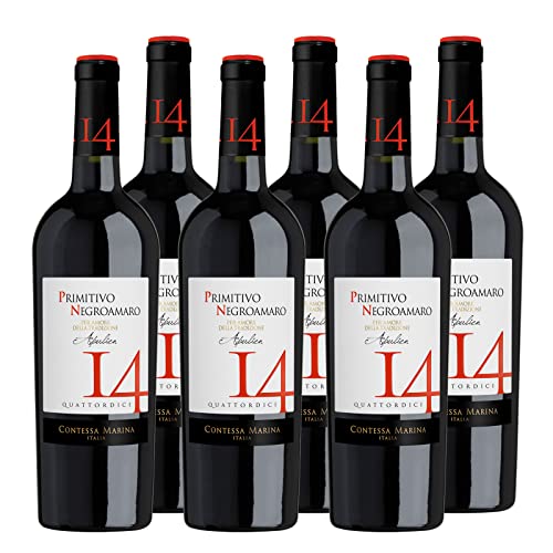 Primitivo Negroamaro Puglia IGT 14 Cont Marina Rotwein Apulien halbtrocken (6 x 0.75l) von Contessa Marina