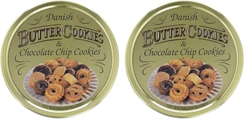 Danish Butter Cookies & Chocolate Chip Cookies, dänische Butterkekse, Gebäckmischung Dose, 500 g (Packung mit 2) von Continental Bakeries