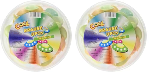 Cool Brause Ufos, 100 prickelnde Brause Ufos, Frischhaltedose wiederverschließbar (1 x 127 g) (Packung mit 2) von Cool