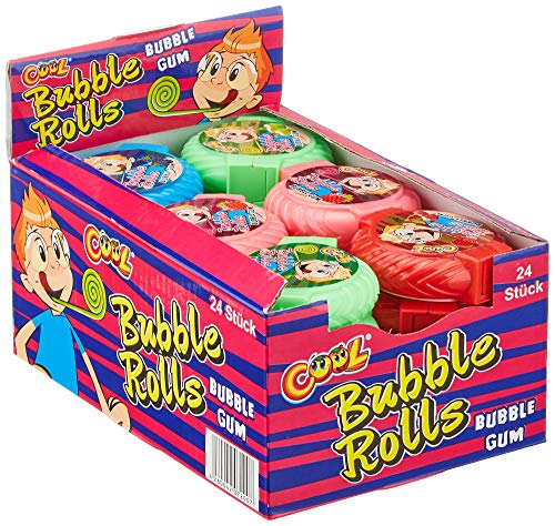 Cool Bubble Rolls Kaugummirolle, Kaugummiband extra breit, Tray mit 24 Packungen (1 x 432 g) von Cool